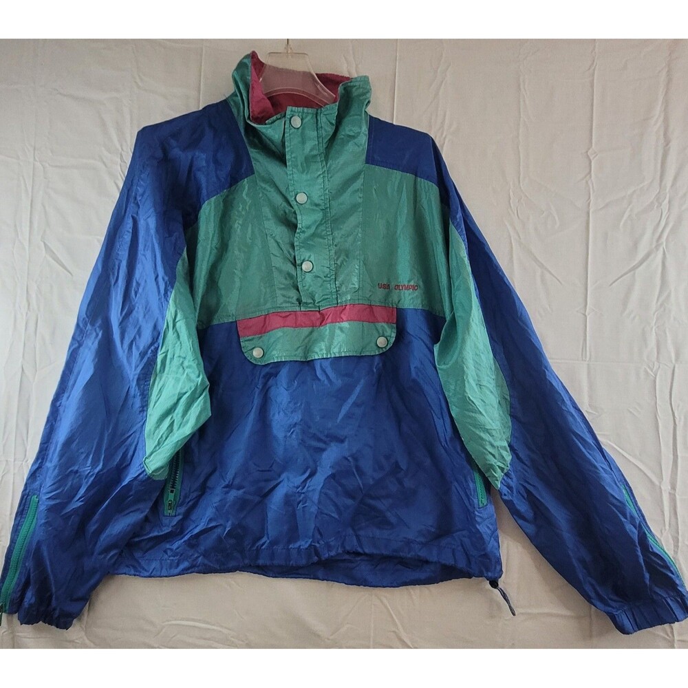 USA Olympic Windbreaker Mens Size Large Colorblock J C Penney VTG Pullover